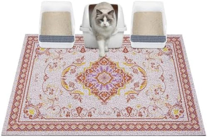 Glittme Cat Litter Mat with Non-Slip Bottom Litter Box Mat 40"X30" Litter Trapping Mat Easy to Clean Washable Cat Food Mat for Kitty,XL by Glittme