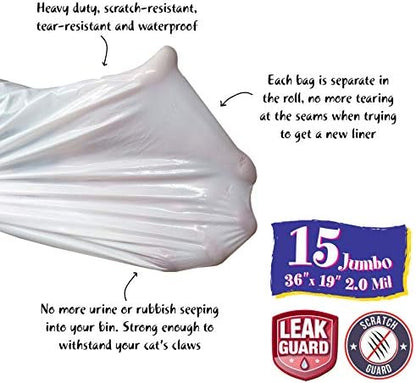 Fresh Kitty Litter Box Liners Super Thick, Durable, Easy Clean Up Jumbo Drawstring Scented Litter Pan Box Liners, Bags for Pet Cats 15 Count (Pack of 3) - Image 3