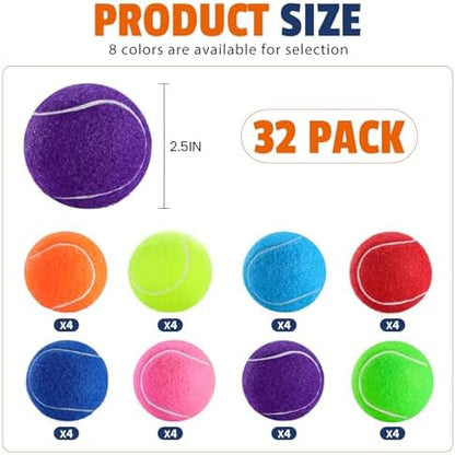 FURWEY Colorful Tennis Balls for Dogs, 2.5 inches, 32 Pack, Non Squeaky - Image 2