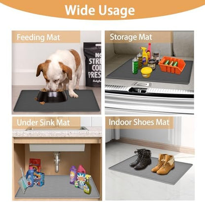 24" x 16" Dog Food Mat, Silicone Pet Mats for Food and Water, Nonslip Pet Feeding Mats for Floors, Dog Cat Bowl Mat with Raised Edges, Lake Blue - Image 7