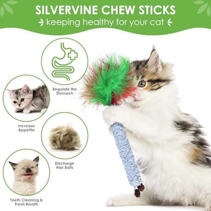 TINDTOP Cat Chew Toys, 6 Pack Silvervine Catnip Sticks for Kittens - Image 2