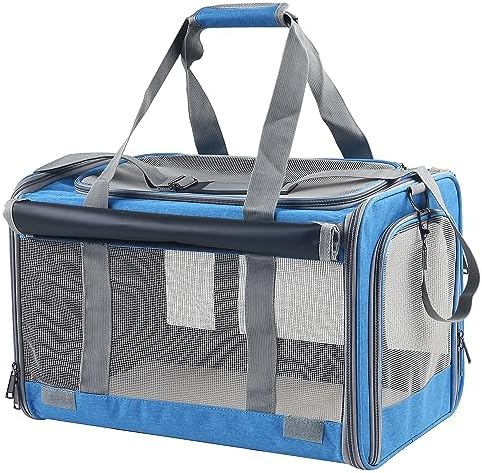 Large Cat Carriers Dog Soft Sided Carriers Cat Soft Sided Carriers Airline Approved Kitten Carrier Reptile Carrier Squirrel Carrier Guinea Pig Carrier(Large_Blue) by Adkyop