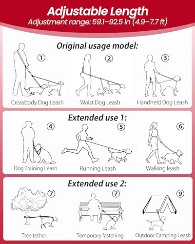 3-in-1 Double Dog Leash, Hands-Free Convertible Leash for 1 or 2 Dogs - Image 6
