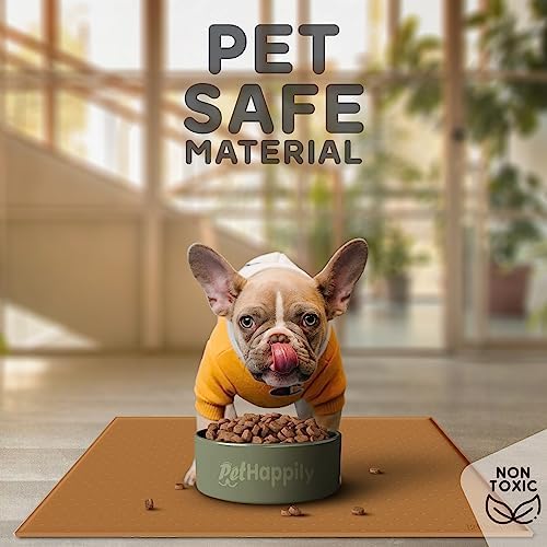 Dog Food Mat - 24x15 Raised Edges Dogs Mat for Food and Water Prevent Spill, Waterproof Cat Food Mats Protect Floors, Easy Clean Dog Bowl Mats for Food and Water, Silicone Pet Feeding Placemats - Image 3