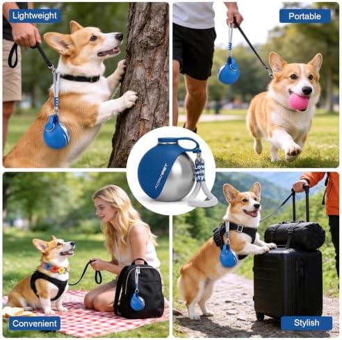 Portable Dog Water Bottle 10oz Stainless Steel Travel Bowl - Image 4