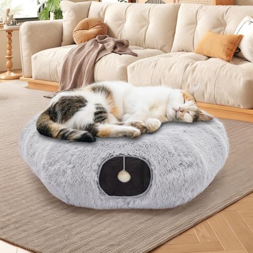 Cat Tunnels for Indoor Cats, Donut Tunnel Toys for Cats - Grey - Image 6