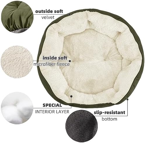 Asvin Medium Dog Bed for Medium Dogs, Cat Beds for Indoor Cats, Pet Bed for Puppy and Kitty, Extra Soft & Machine Washable with Anti-Slip & Water-Resistant Oxford Bottom, Green, 25 inches - Image 4