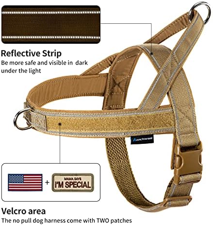 Annchwool No Pull Dog Harness with Padded Handle+5 Ft Leash,Reflective Strip Escape Proof and Quick Fit to Adjust Dog Harness,Easy for Training Walking for Small & Medium and Large Dogs(Brown-Set,L) - Image 2
