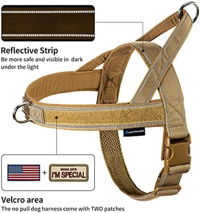 Annchwool No Pull Dog Harness with Padded Handle+5 Ft Leash,Reflective Strip Escape Proof and Quick Fit to Adjust Dog Harness,Easy for Training Walking for Small & Medium and Large Dogs(Brown-Set,L) - Image 2