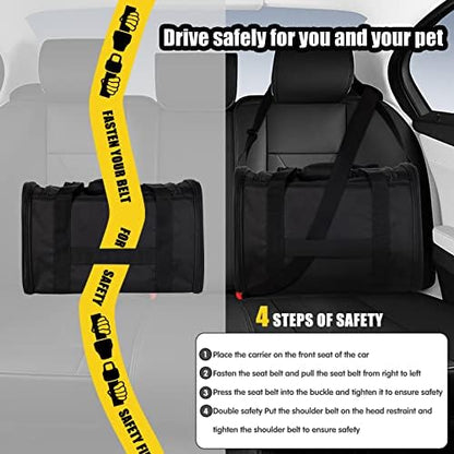 Cat Carrying Case - Pet Carrier Airline Approved, Protable and Breathable Pet Travel Carrier Removable Fleece Pad, Collapsible Cat Carrier Dog Carrier for Medium Cats Small Cats Dogs(Medium, Black) - Image 6
