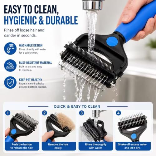 Deshedding Dog Brush，3-in-1 Undercoat Rake for Dogs (Black) - Image 3