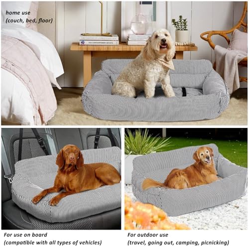 Dog Car Seat with Fixed Base & Safety Belt, Seat for All Dogs, Memory Foam Seat Booster, Waterproof and Washable - Image 2