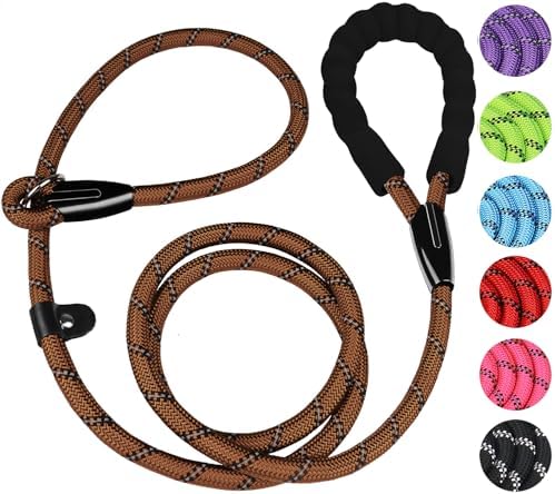 Dog Leash, 6 FT Heavy Duty Dog Leashes with Comfortable Padded Handle,Brown by BOOEUDI