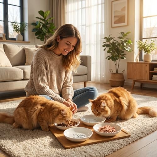 Non-Slip Cat Food Bowls, 6 Pack Whisker-Friendly Ceramic Bowls - Image 6