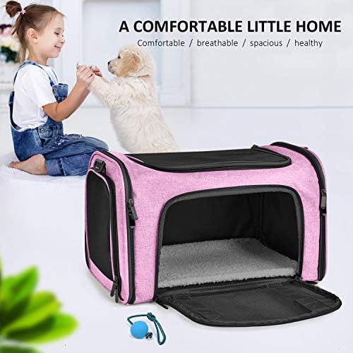 Henkelion Large Cat Carriers Dog Carrier Pet Carrier for Large Cats Dogs Puppies up to 25Lbs, Big Dog Carrier Soft Sided, Collapsible Travel Puppy Carrier - Large - Pink - Image 7