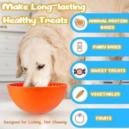 Patelai 2 Pcs Dog Lick Bowl, Slow Feeder Bowl for Dogs, Blue, Orange, Bone - Image 3