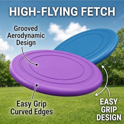 Dog Frisbee 3 Pack – Durable Rubber Dog Toys for Outdoor Fetch – 7 Inch Lightweight Floating Frisbee for Dogs, Soft on Teeth, Training & Water Play - Image 4