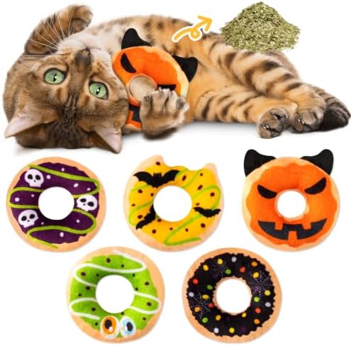 L1rabe Halloween Donut Catnip Stuffed Toys for Cats, Gift for Kitten Lovers by L1rabe