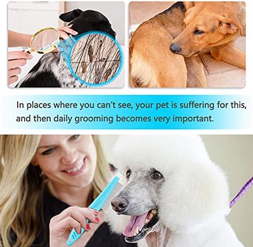 Cat & Dog Grooming Set - Fine Tooth Comb for Removing Dandruff Flakes & Hair (Blue) - Image 3