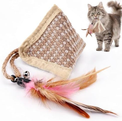 PAZ'S GIFT Cat Toy with Organic Catnip,Feathered Soft Sisal Material, Interactive Scratching and Kicking Chew Toy for Indoor Kittens by PAZ%27S+GIFT