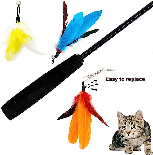 Cat Feather Toys Refills, 14 Pieces Natural Feathers Refills, Cat Wand Replacement Feathers Toy for Indoor Cats - Image 3