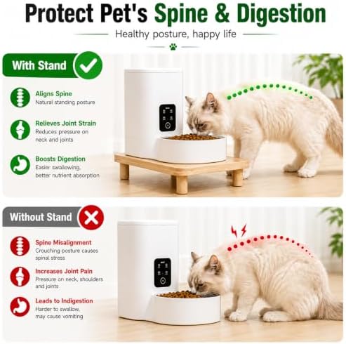 Solid Wood Cat Feeder Stand for Automatic Feeders with 2 Sets of Legs - Image 2