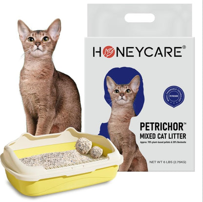 HONEY CARE Petrichor Mix Cat Litter I Tofu Cat Litter I Nature Plant-Based Pellets and Bentonite Sustainable I Low-Dust Qucik Clumping Superior Odor Control, 24-lbs Value Pack (6 lbs x 4) - Image 3