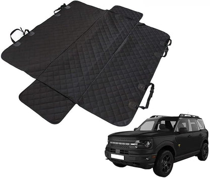 Muslogy for Bronco Sport/Bronco Rear Pet Seat Cover, Waterproof Scratch Proof Nonslip Pet Dog Back Seat Covers Hammock Come with Belt Dog Chain & Lint Brush