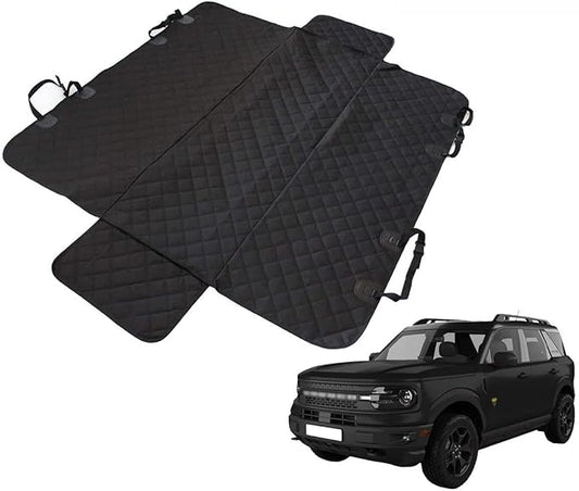 Muslogy for Bronco Sport/Bronco Rear Pet Seat Cover, Waterproof Scratch Proof Nonslip Pet Dog Back Seat Covers Hammock Come with Belt Dog Chain & Lint Brush
