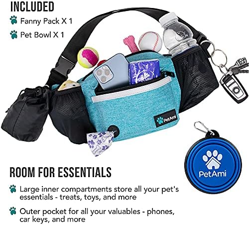 PetAmi Dog Fanny Pack, Treat Pouch for Dog Walking Training, Turquoise Blue - Image 2