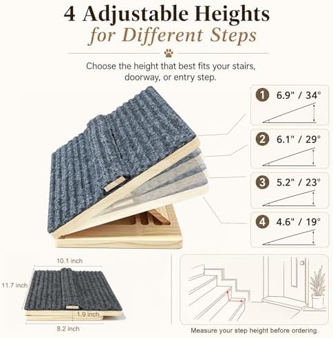 Dog Ramp for Indoor Stairs Porch Steps, 2 Pack Foldable Wooden - Image 7