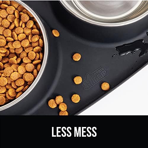 GORILLA GRIP Dog Bowl Set with Feeding Mat, 304 Stainless Steel 1 Cup Black - Image 6