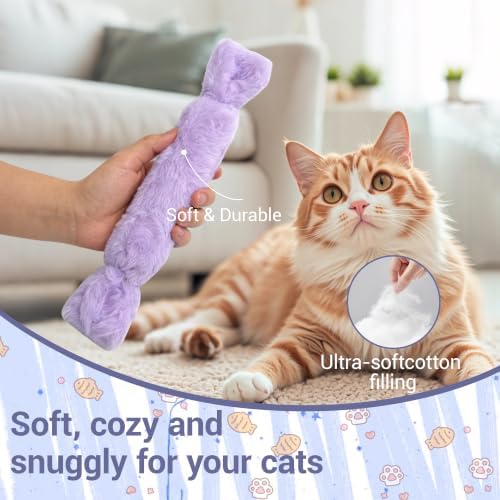 3 Pack Catnip Pillow Toys for Indoor Cats, Soft Plush Cat Toys with Pastel Macaron Colors, Interactive Catnip Toys for Biting, Cuddling and Play, Cute Kitty Toys - Image 4
