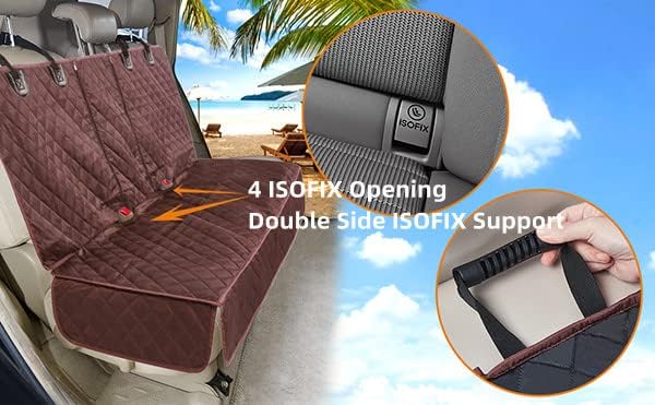 ANOSOSPECIAL Dog Car Seat Cover for Back Seat Cover for Kids,Non Stick Fur Rear Seat Protector for Pet,Nonslip Waterproof Universal Fit Interior Backseat Covers for Auto Van SUV (Large, Coffee Brown)