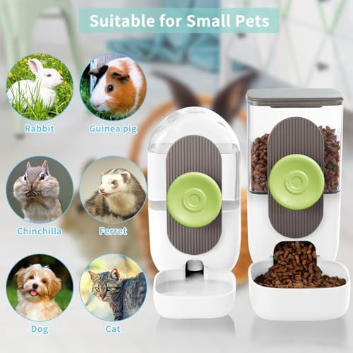Lemtrflo Rabbit Feeder, Bunny Water Bottle Dispenser, Pet Cage Food Bowl - Image 3