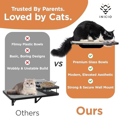 INICIO Cat Shelves - Feeding Shelf with 3 Cat Wall Steps - Natural Wood - Image 6