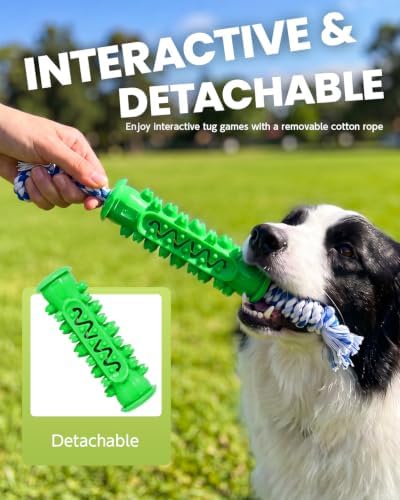 Dog Chew Toys with Rope, Toothbrush Toy for Medium Large Dog Green - Image 4