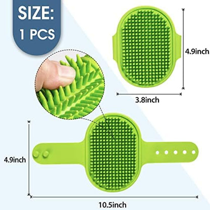 Dog Grooming Brush, Lilpep Pet Shampoo Bath Brush Soothing Massage Rubber Comb with Adjustable Ring Handle for Long Short Haired Dogs and Cats (Green, pack of 1) - Image 2