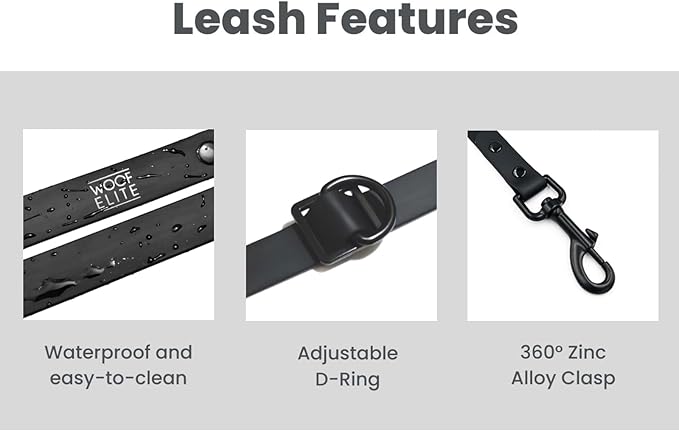 Hands-Free Waterproof Dog Leash, Adjustable Waist & Crossbody Dog Leash for Running, Walking & Hiking (Black, 8 FT)