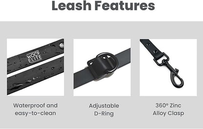 Hands-Free Waterproof Dog Leash, Adjustable Waist & Crossbody Dog Leash for Running, Walking & Hiking (Black, 8 FT)