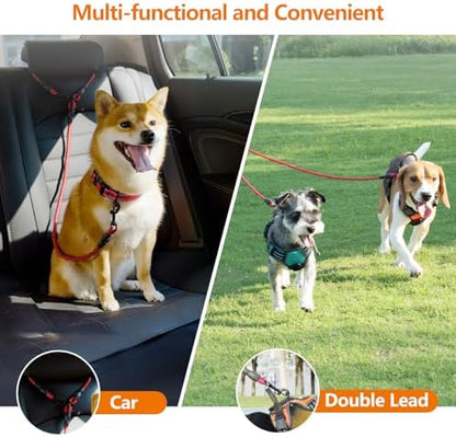 Taglory Double Dog Leash Coupler for Two Dogs, 1/3" Lightweight Dual Leash Extension for Small and Medium Dogs, No Tangle 360° Swivel, Reflective Rope, 30 Inch, Red - Image 3