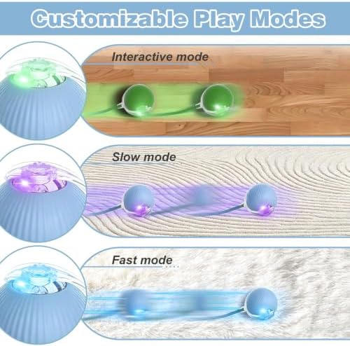 Automatic Interactive Rolling Cats Toys Ball for Indoor, Electric Automatic Rolling Pet Toy, 360° Smart Interactive Rolling Dog Ball Durable and Safe Material for Cat and Dog(Blue) - Image 6