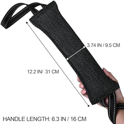 Dog Tug Toy Dog Bite Pillow Pull Toy with 2 Strong Handles Perfect for Tug of War, Puppy Interactive Play, Tear Resistant Bite Training Toys for Small Medium Large Dogs (Dark Black-Line) - Image 2