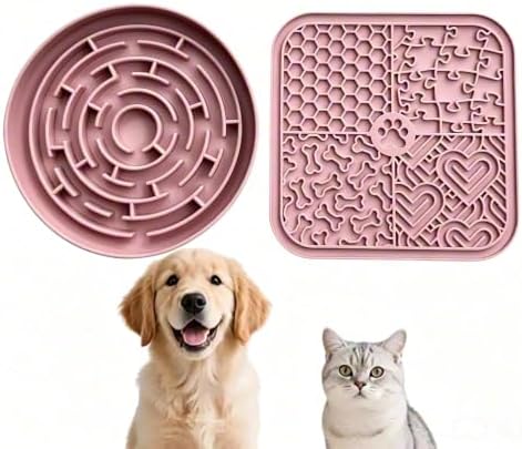 YCT Dog Cat Lick Mat and Slow Feeder Bowl Set, Thickened Food Grade Silicone with Strong Suction Cups, Anxiety Relief Calming Lick Pad for Bathing Grooming Training by YCT