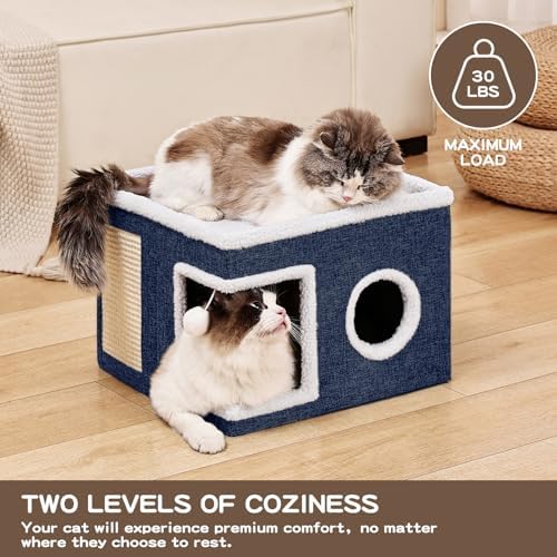 Large Cat Houses for Indoor Cats with Fluffy Ball and Scratch Pad - Image 3