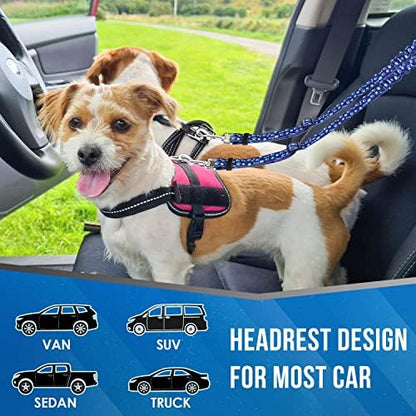 Lukovee Double Dog Car Seat Belt, No Tangle Headrest Restraint - Image 4