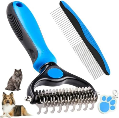 Pet Grooming Brush Cat Dog Undercoat Rake Comb Cats Shedding Brush with Metal Comb for Detangling and Dematting Pets Hair Double-Sided Shedding Comb for Dogs Cats-3PCS by itPlus