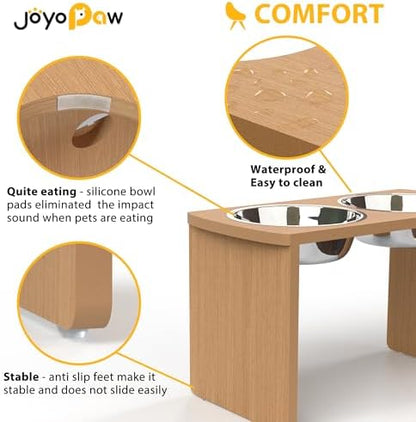 Elevated Dog Bowls, Waterproof Raised Dog Bowl for Medium & Large Dogs, HIPS Poly Lumber Stand with 2 Stainless Steel Bowls (HIPS Poly Lumber, Teak-Color) - Image 5