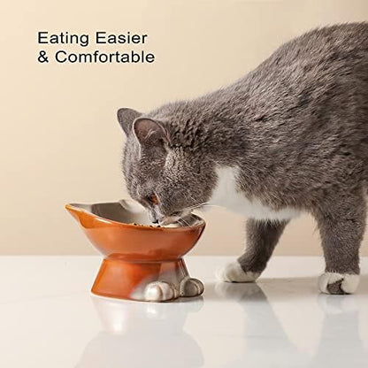 Nihow Elevated Cat Bowls,5 Inch Ceramic Raised Cat Food Bowl for Feeding - Image 6