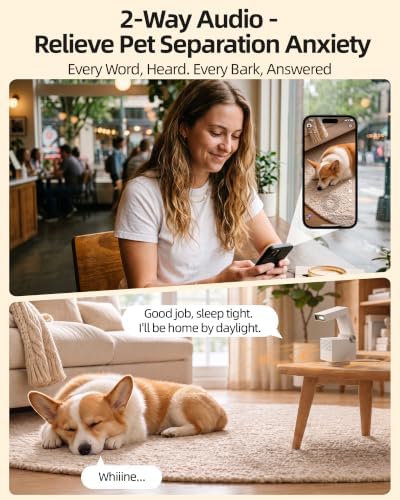 Genie S 2.5K Pet/Dog Camera with Speaker/Phone App, Built-in 32GB Storage, No Subscription Local Storage, 2-Way Audio, Privacy Mode, AI Tracking, Pan&Tilt, Alexa & Google Assistant Compatible - Image 2